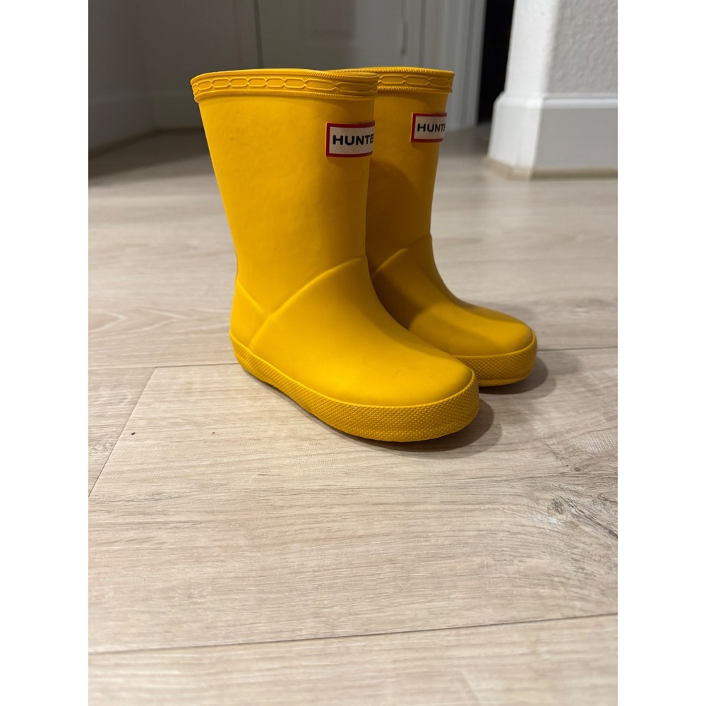 Hunter Rain Boots Kids 7G/8B Yellow First Classic Waterproof Rubber Wellies